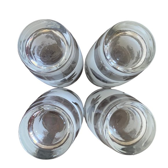 Vintage Libby Silver Leaves Frosted MCM Drinkware Set Of 4 - Picture 12 of 16